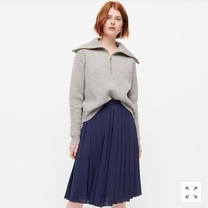 J Crew Navy Pleated Midi Skirt Size 6